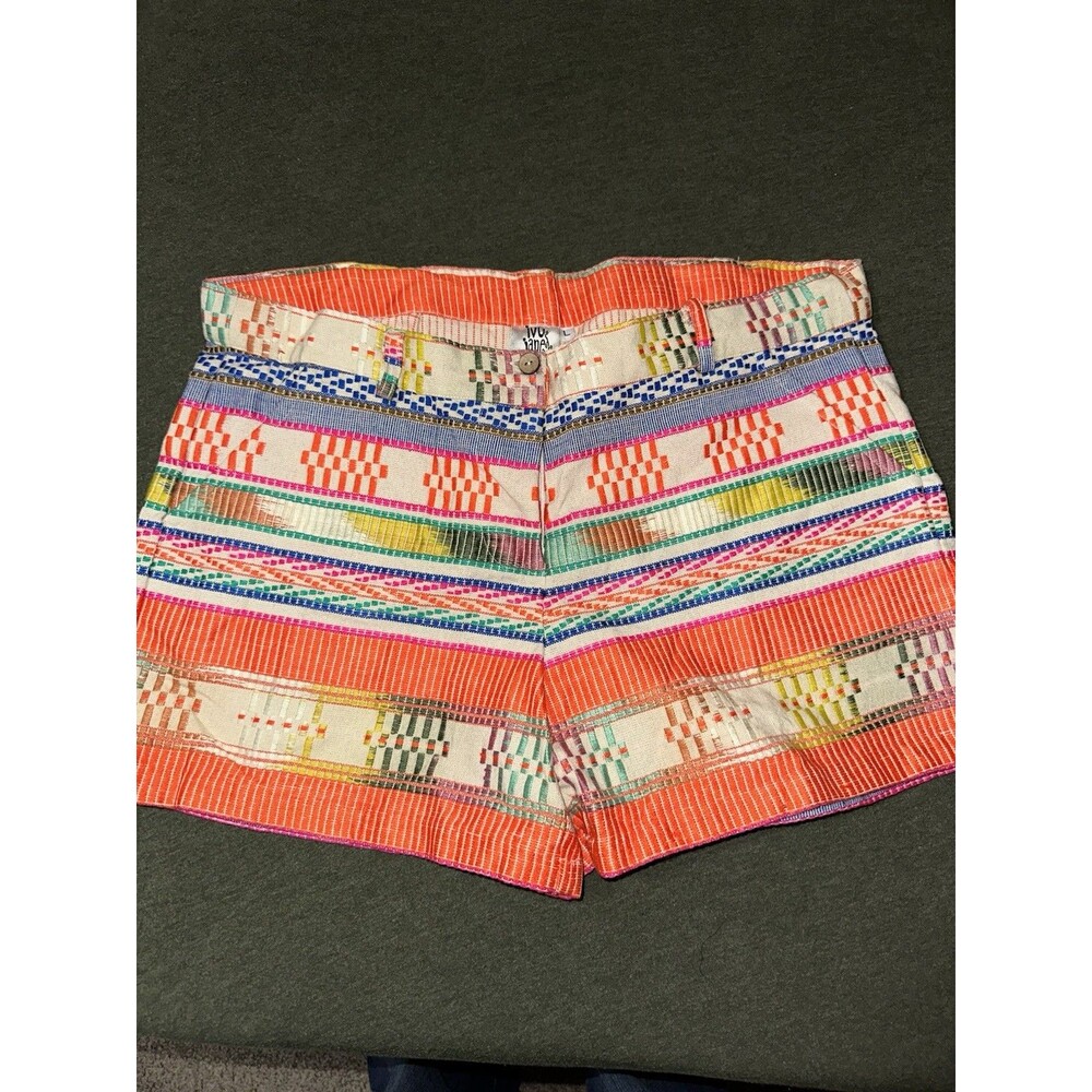 Ivy Jane Women's Heavy Embroidered Multicolor Serape Shorts Sz L Cotton Blend